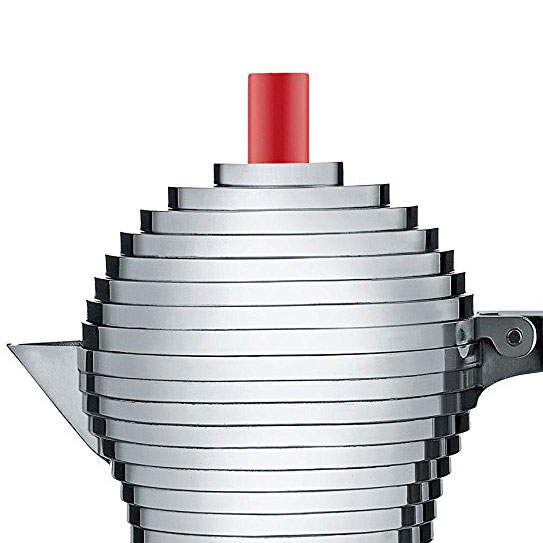 Pulcina Espressomaschine mit rotem Henkel [1 Tasse] - Alessi MDL02/1 R - Michele de Lucchi
