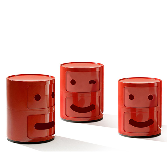 Componibili Smile 2 2er Kommode Rot [Gerader Mund] - Kartell 4925 10 - Fabio Novembre Tribute to Anna Castelli Ferrieri