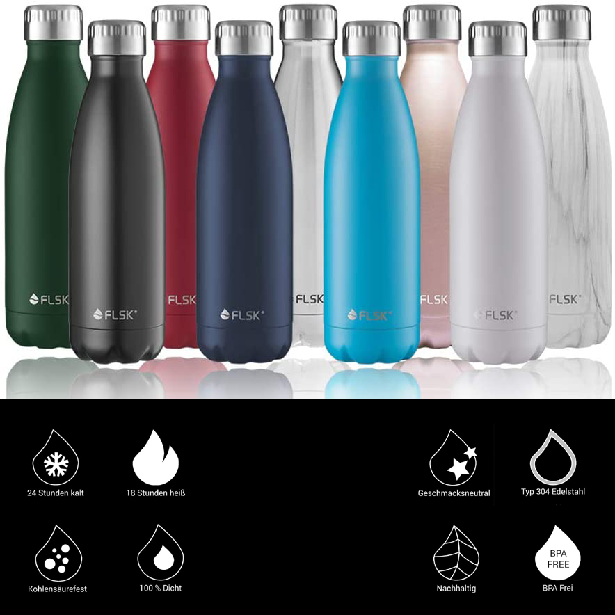 FLSK Trinkflasche MDNGHT Blau [1000 ml] - FLSK 1010-1000-0012 - FLSK Werksdesign