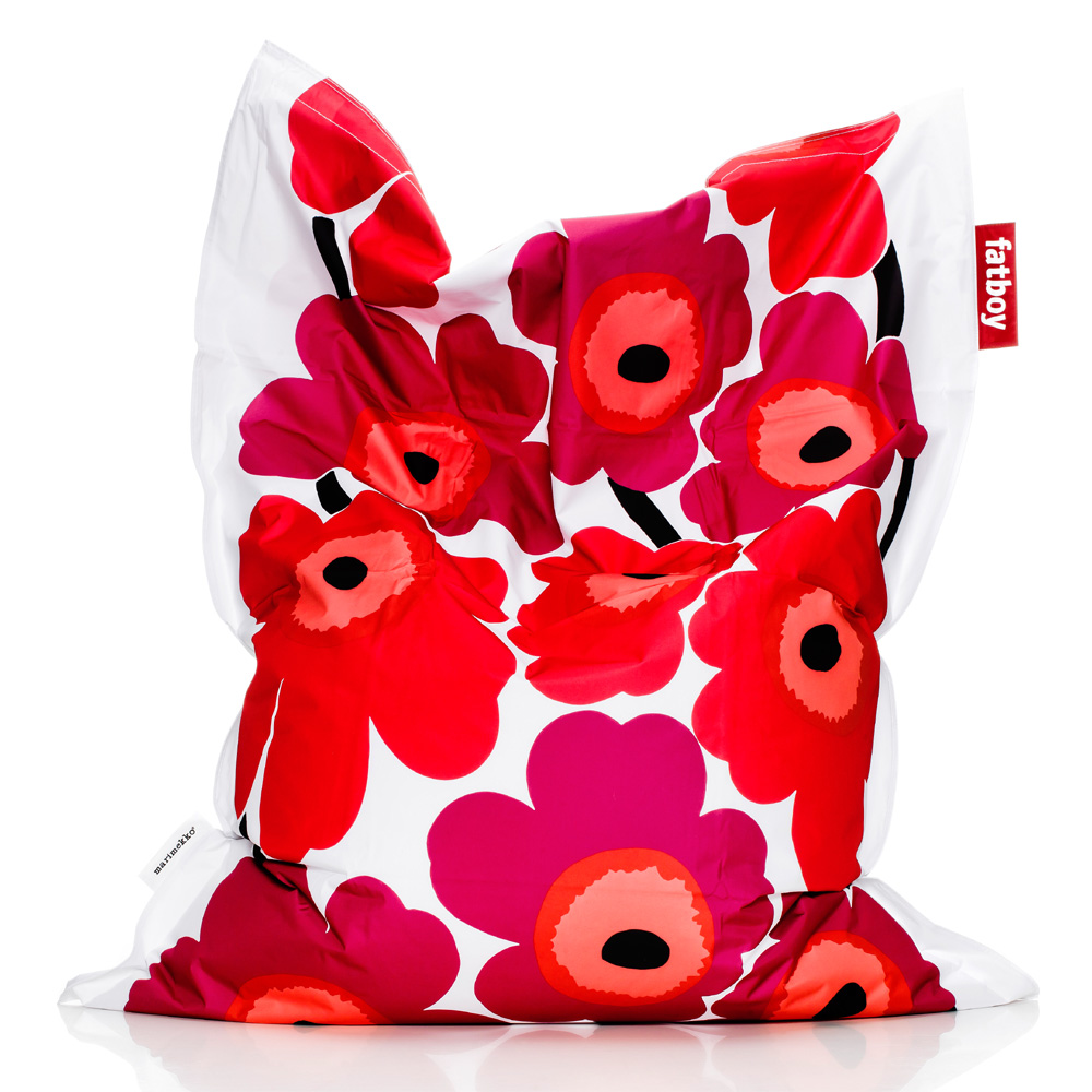 Fatboy Marimekko Unikko Rot Sitzsack Blumenmuster Dekor Sitzkissen