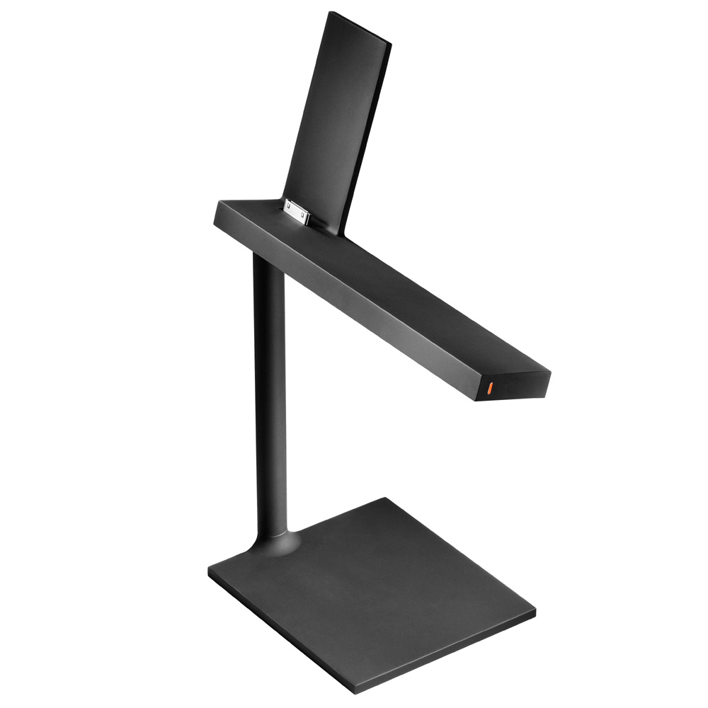 D'E-Light schwarze Tischleuchte / Ladestation für iPod, iPhone, iPad - Flos - Philippe Starck