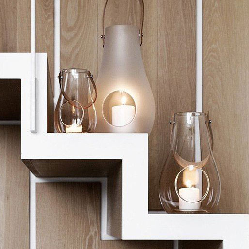 Design With Light Klare Laterne mit Lederhenkel [Höhe 25 cm] - Holmegaard 4343501 - Maria Berntsen