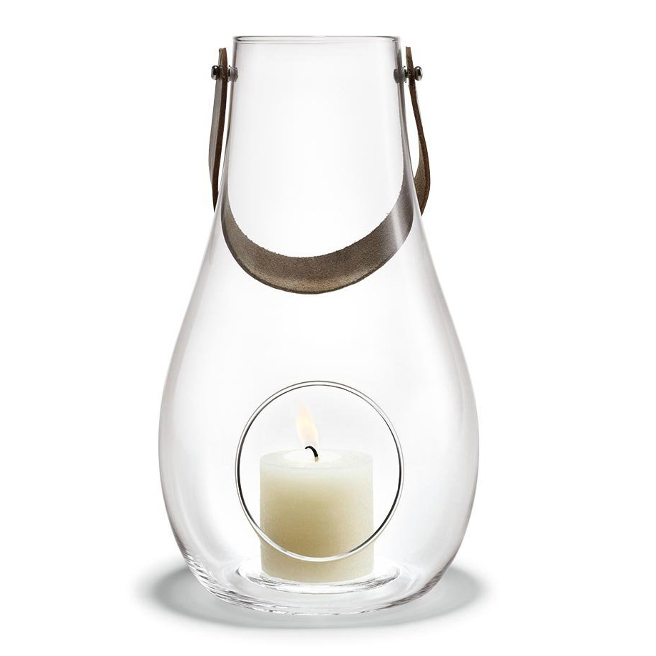 Design With Light Klare Laterne mit Lederhenkel [Höhe 45 cm] - Holmegaard 4343511 - Maria Berntsen