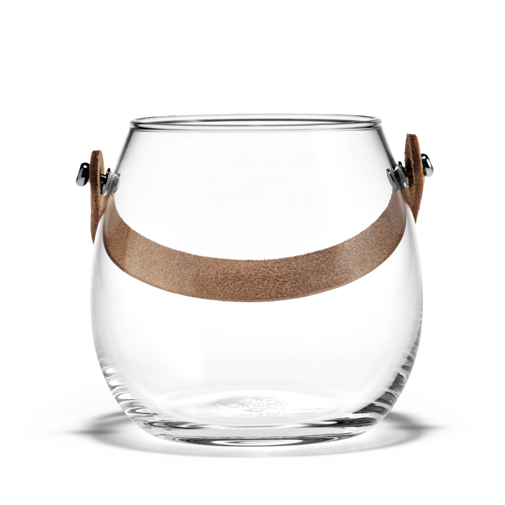 Design With Light Klare Glasschale mit Lederhenkel [Höhe 10 cm] - Holmegaard 4343516 - Maria Berntsen