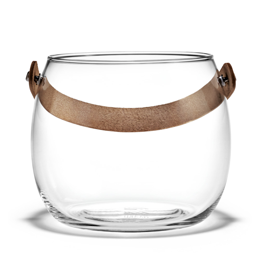 Design With Light Klare Glasschale mit Lederhenkel [Höhe 12 cm] - Holmegaard 4343517 - Maria Berntsen