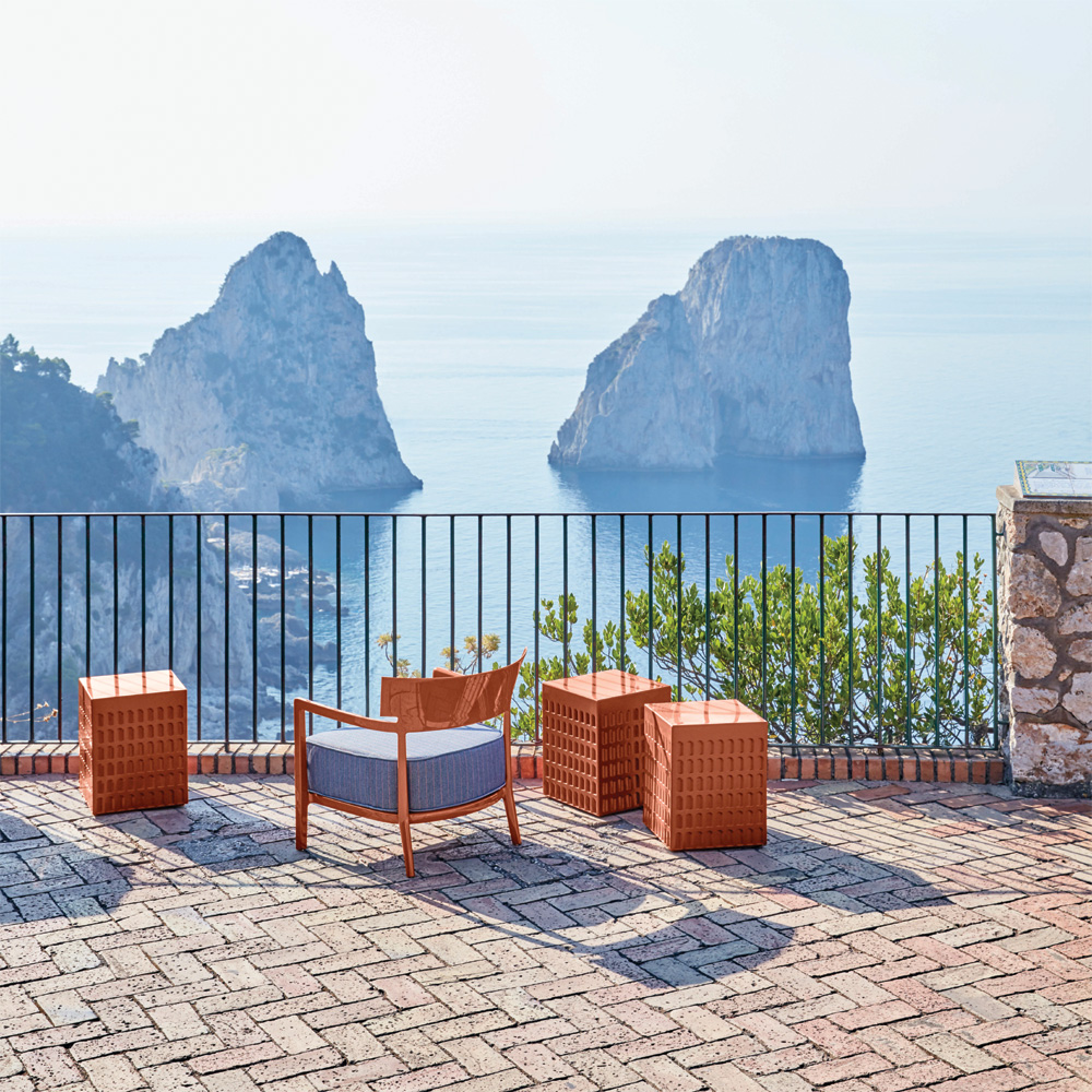 Cara Armchair Outdoor Sessel Blassgrünes Gestell [Beige Dyed Stoffbezug] - Kartell 58442I - Philippe Starck & Sergio Schito