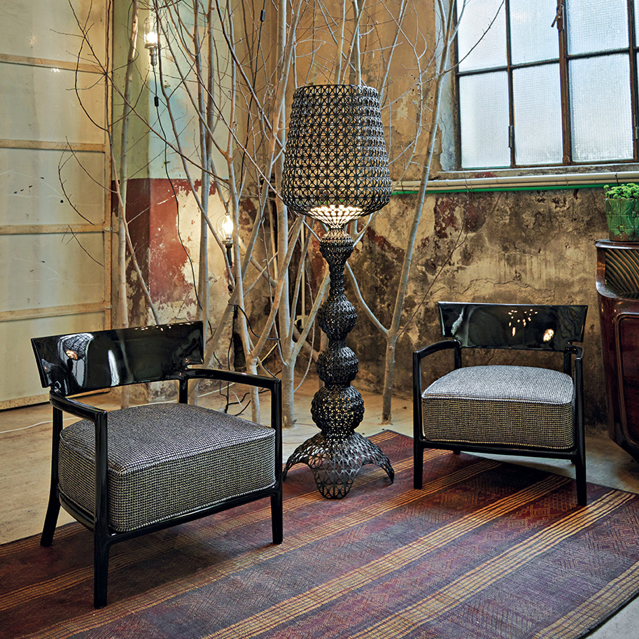 Cara Armchair Outdoor Sessel Blassgrünes Gestell [Beige Dyed Stoffbezug] - Kartell 58442I - Philippe Starck & Sergio Schito