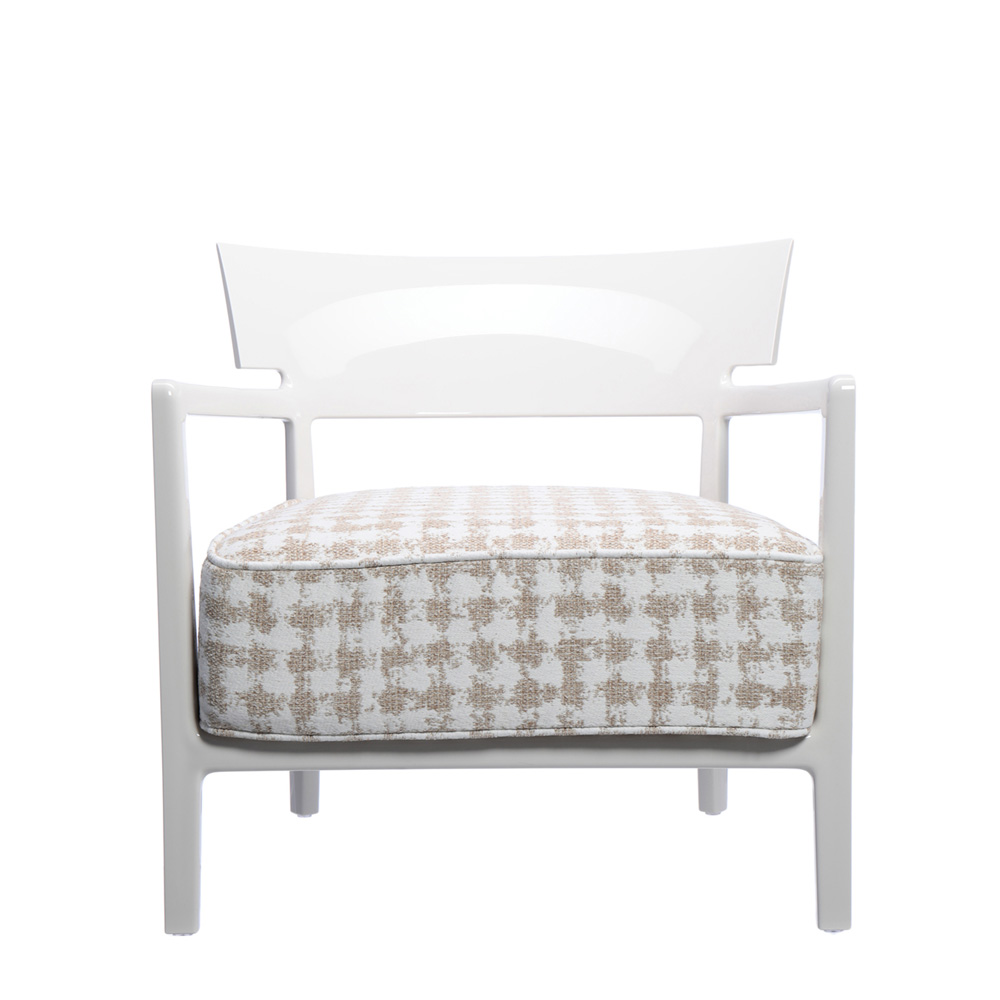 Cara Armchair Sessel Elfenbein Gestell [Weiß-Beige Fancy Stoffbezug] - Kartell 58431E - Philippe Starck & Sergio Schito