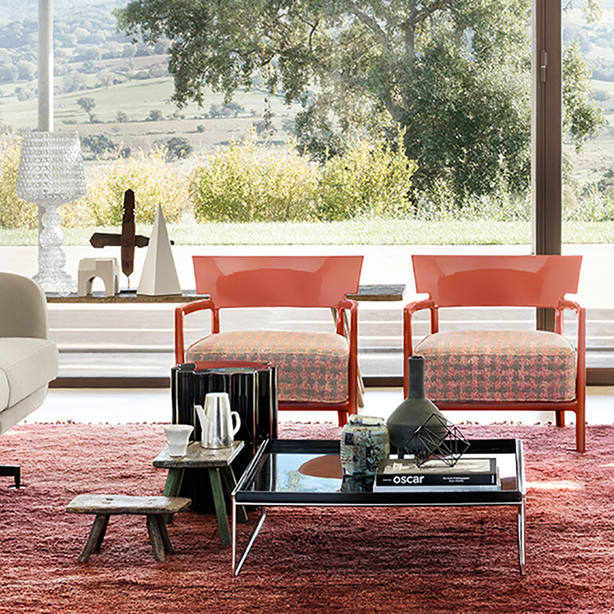 Cara Armchair Sessel Rostbraunes Gestell [Rostbraun-Beige Fancy Stoffbezug] - Kartell 58433G - Philippe Starck & Sergio Schito