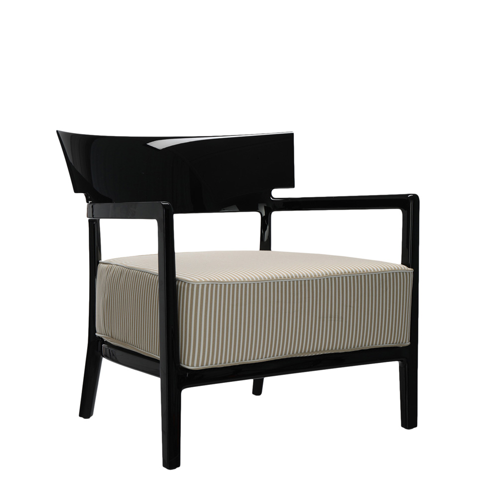 Cara Armchair Outdoor Sessel Schwarzes Gestell [Beige Dyed Stoffbezug] - Kartell 58444I - Philippe Starck & Sergio Schito