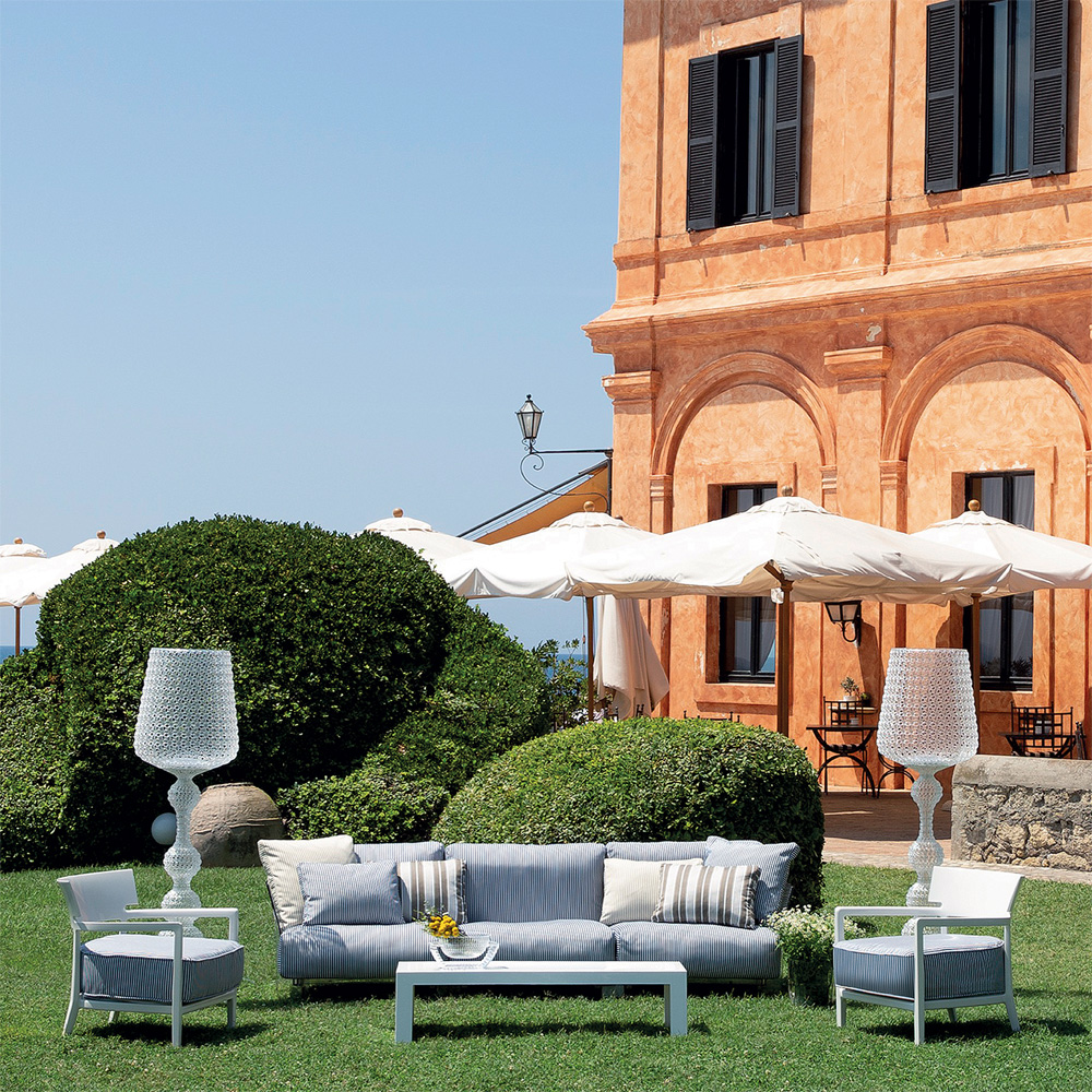 Cara Armchair Outdoor Sessel Schwarzes Gestell [Beige Dyed Stoffbezug] - Kartell 58444I - Philippe Starck & Sergio Schito