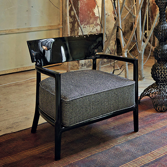 Cara Armchair Sessel Schwarzes Gestell [Schwarz-Beige Fancy Stoffbezug] - Kartell 58434H - Philippe Starck & Sergio Schito