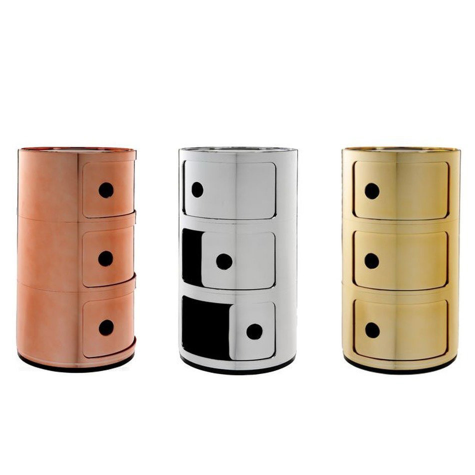 Componibili 3er Kommode Chrom - Kartell 5967 XX - Anna Castelli Ferrieri