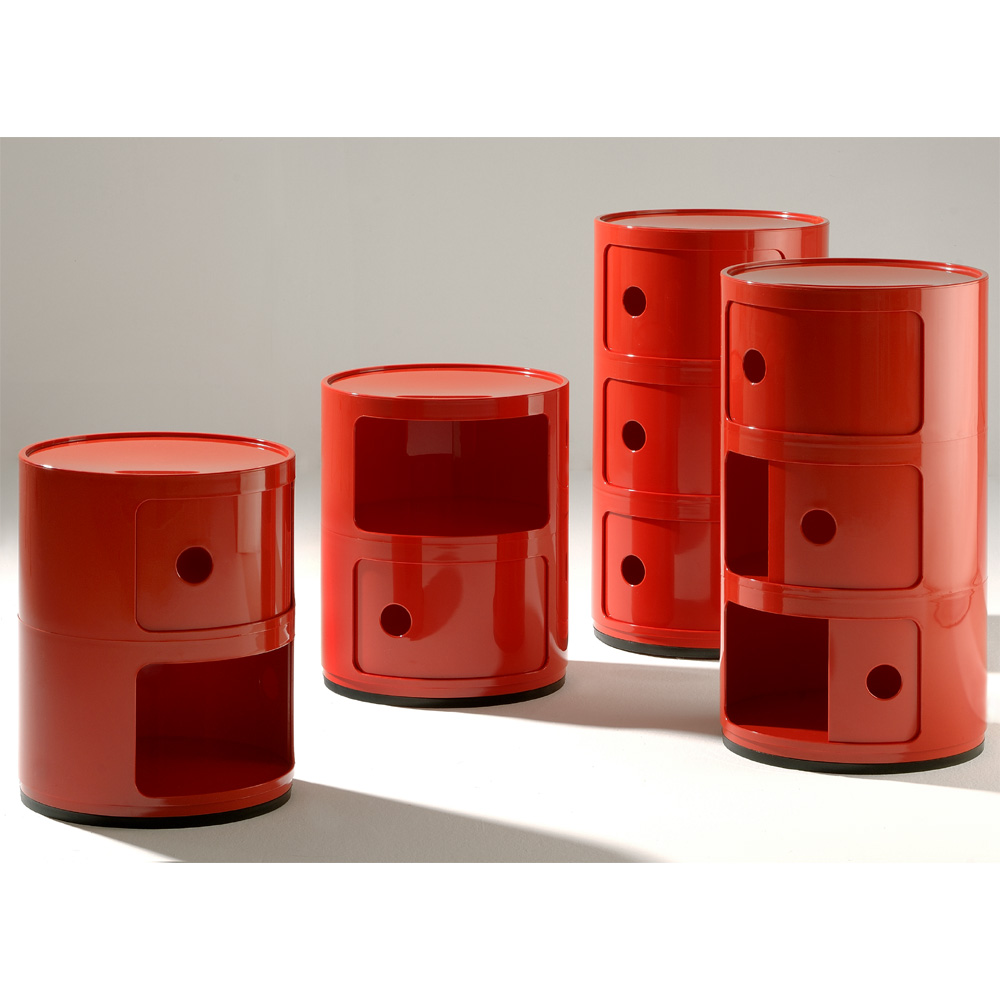 Componibili runde 3er Kommode in Rot - Kartell - Anna Castelli Ferrieri