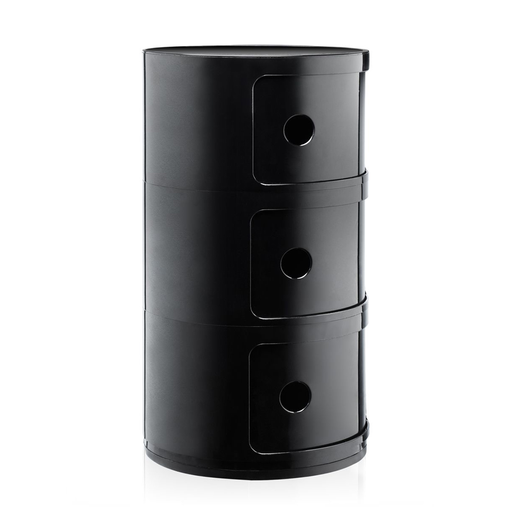 Componibili runde 3er Kommode in Schwarz - Kartell - Anna Castelli Ferrieri