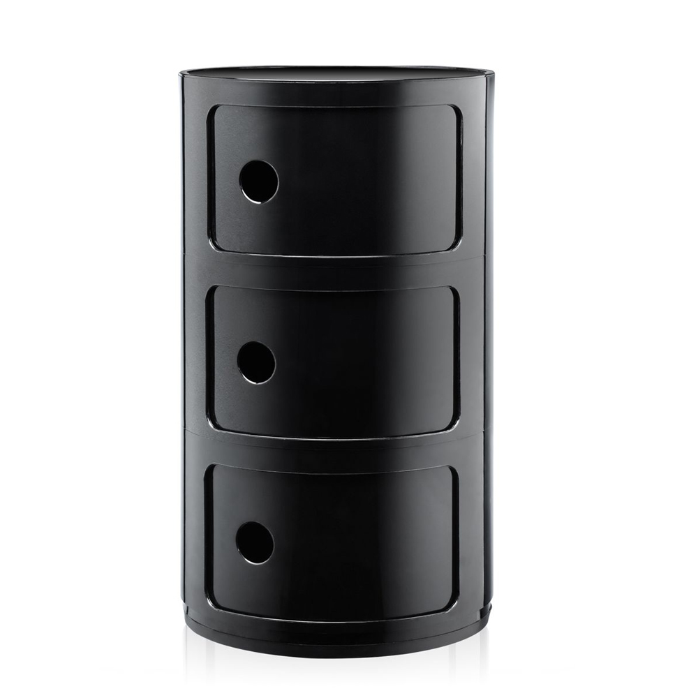 Componibili runde 3er Kommode in Schwarz - Kartell - Anna Castelli Ferrieri