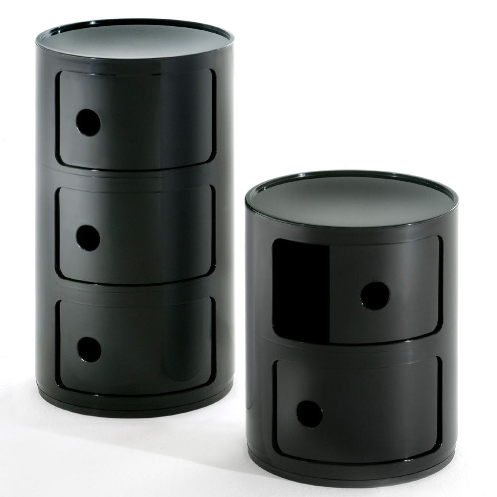 Componibili runde 3er Kommode in Schwarz - Kartell - Anna Castelli Ferrieri