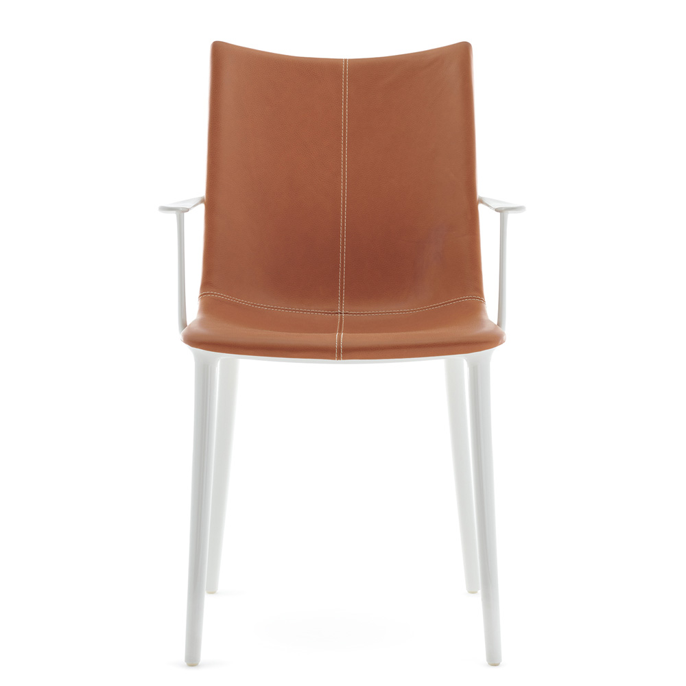 H.H.H. Eco-Friendly Texture Stuhl in Weiß/Tabak / Schwarz/Schwarz - Kartell 05918LB / 05918LN - Philippe Starck