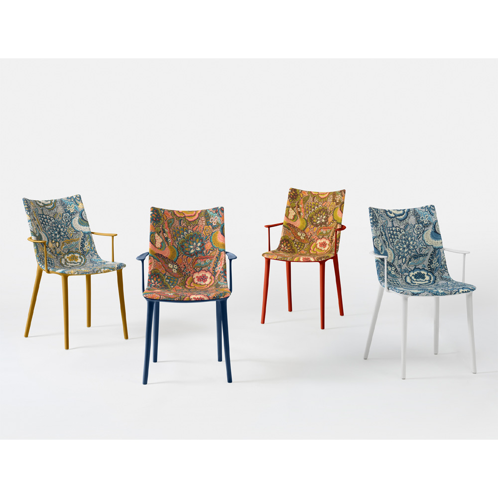 H.H.H. Upholstered Fabric Posterstuhl in Bordeaux / Weiß / Rostrot / Senfgelb / Blau / Grün - Kartell 05918XD / 05918BI / 05918RQ / 05918SR / 05918UM / 05918BE - Philippe Starck