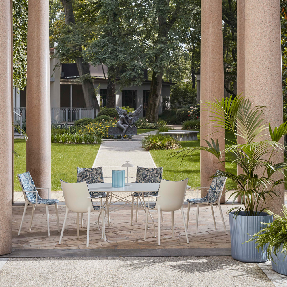 H.H.H. Upholstered Fabric Posterstuhl in Bordeaux / Weiß / Rostrot / Senfgelb / Blau / Grün - Kartell 05918XD / 05918BI / 05918RQ / 05918SR / 05918UM / 05918BE - Philippe Starck