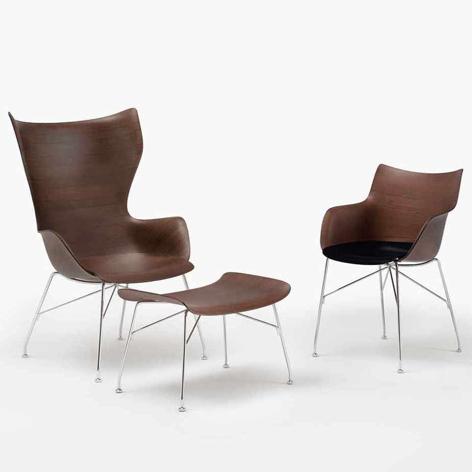 K/WOOD Lounger Buche Dunkel / Gestell Schwarz [Schwache Holzmaserung] - Kartell 4915 SN - Philippe Starck