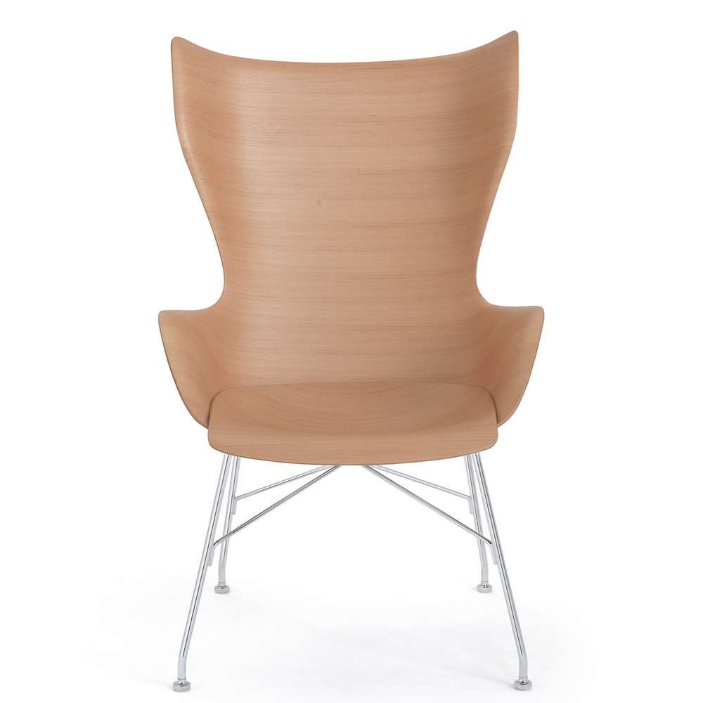 K/WOOD Lounger Buche Hell / Gestell Verchromt [Schwache Holzmaserung] - Kartell 4915 CC - Philippe Starck