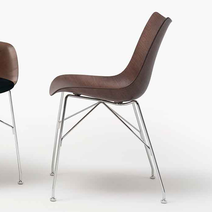 P/WOOD Stuhl Esche Dunkel / Gestell Schwarz [Starke Holzmaserung] - Kartell 4912 SN - Philippe Starck