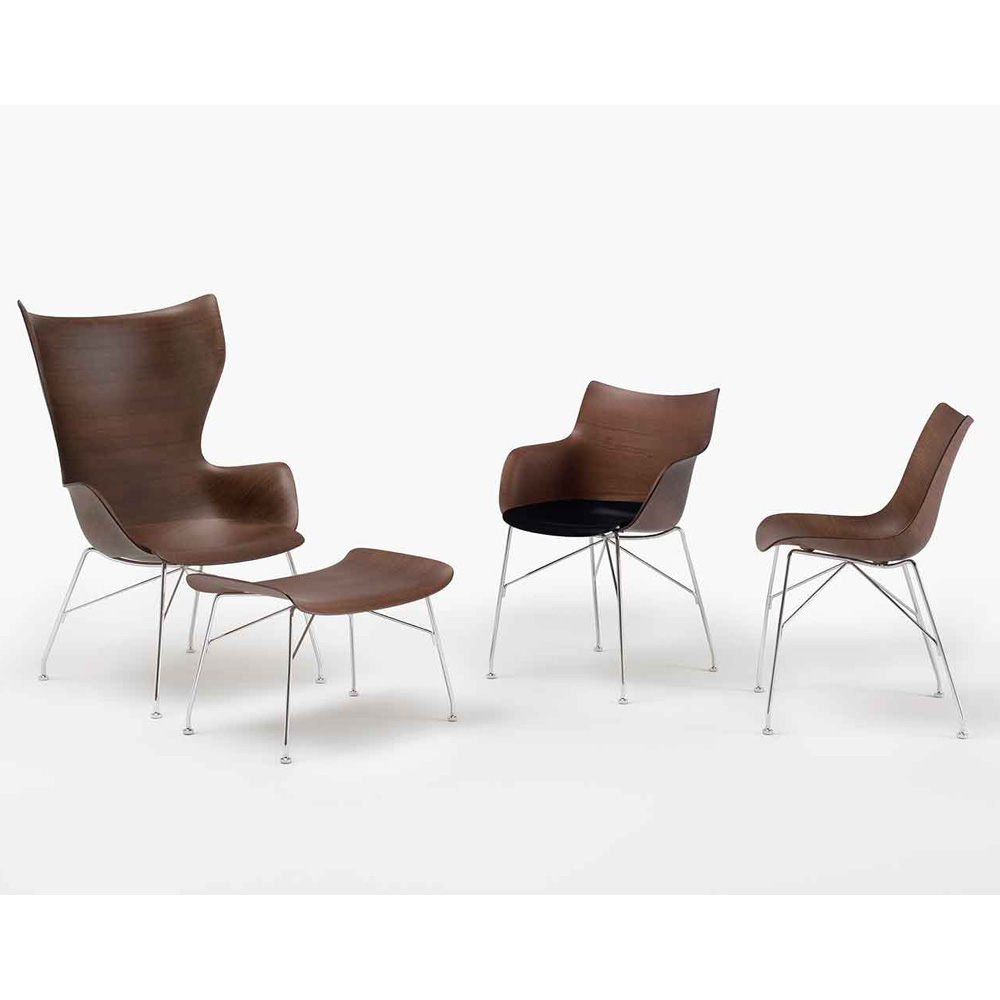 Q/WOOD Armlehnstuhl Esche Dunkel / Gestell Schwarz [Starke Holzmaserung] - Kartell 4914 SN - Philippe Starck