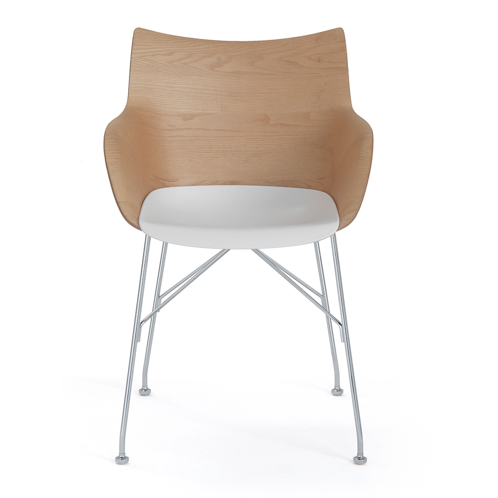 Q/WOOD Armlehnstuhl Esche Hell / Gestell Verchromt [Starke Holzmaserung] - Kartell 4914 CC - Philippe Starck