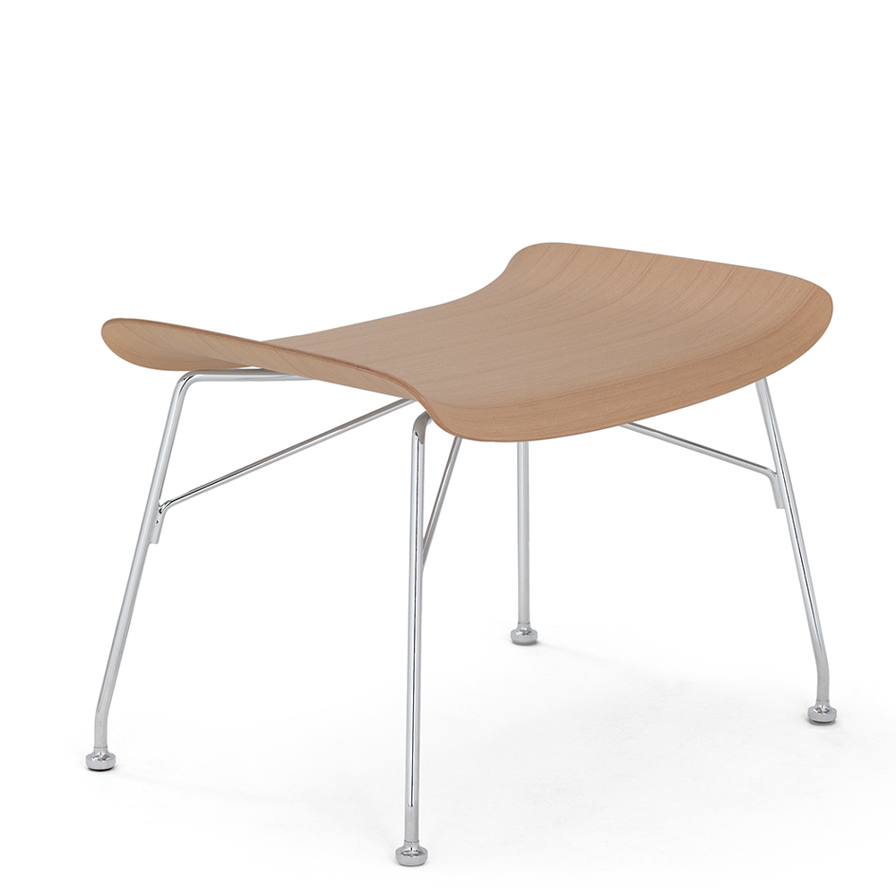 S/WOOD Fußhocker Buche Hell / Gestell Verchromt [Schwache Holzmaserung] - Kartell 4918 CC - Philippe Starck