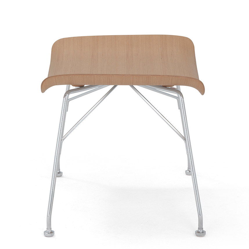 S/WOOD Fußhocker Buche Hell / Gestell Verchromt [Schwache Holzmaserung] - Kartell 4918 CC - Philippe Starck