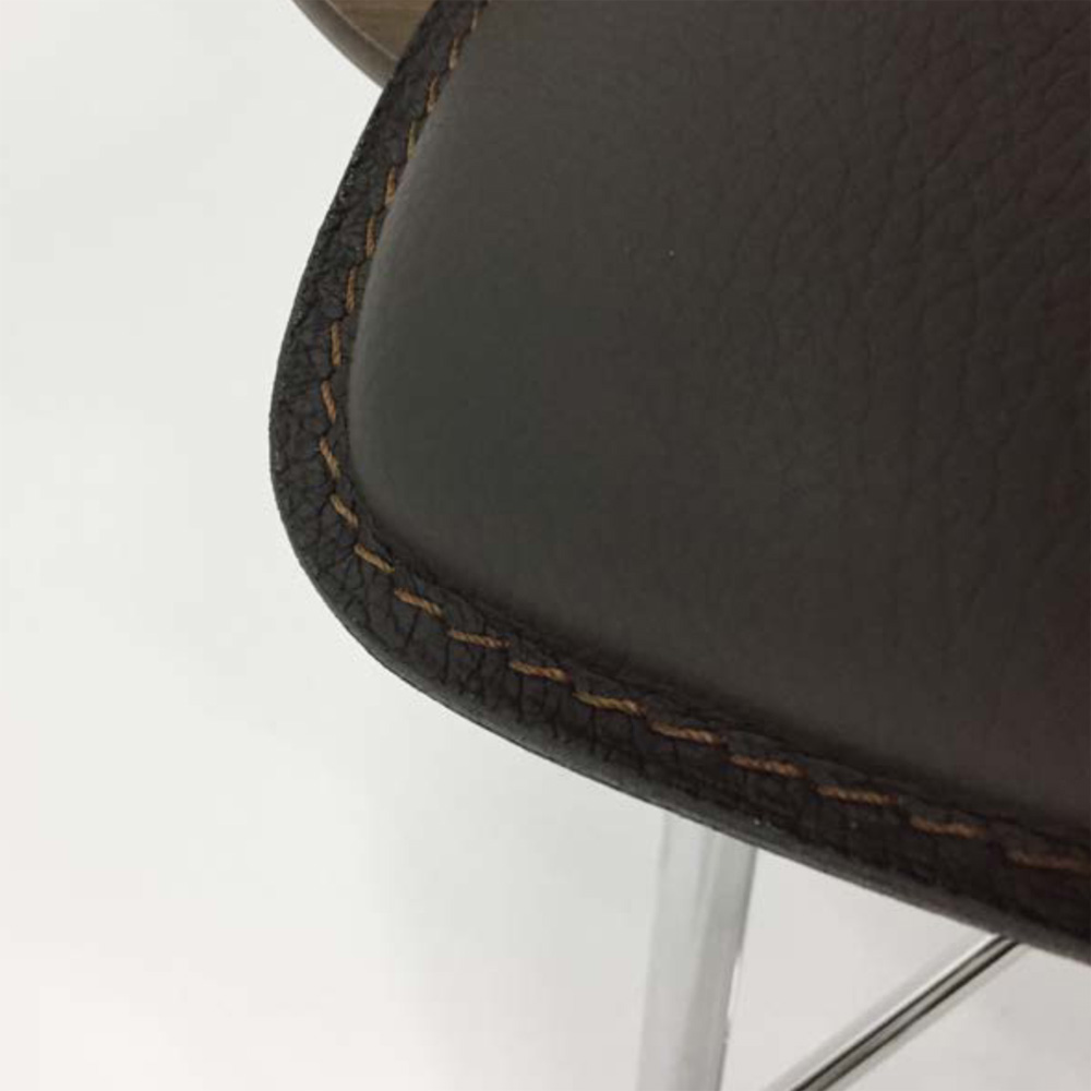 S/WOOD Fußhocker Esche Dunkel / Gestell Schwarz [Starke Holzmaser. & Ledersitz] - Kartell 4920 SN - Philippe Starck