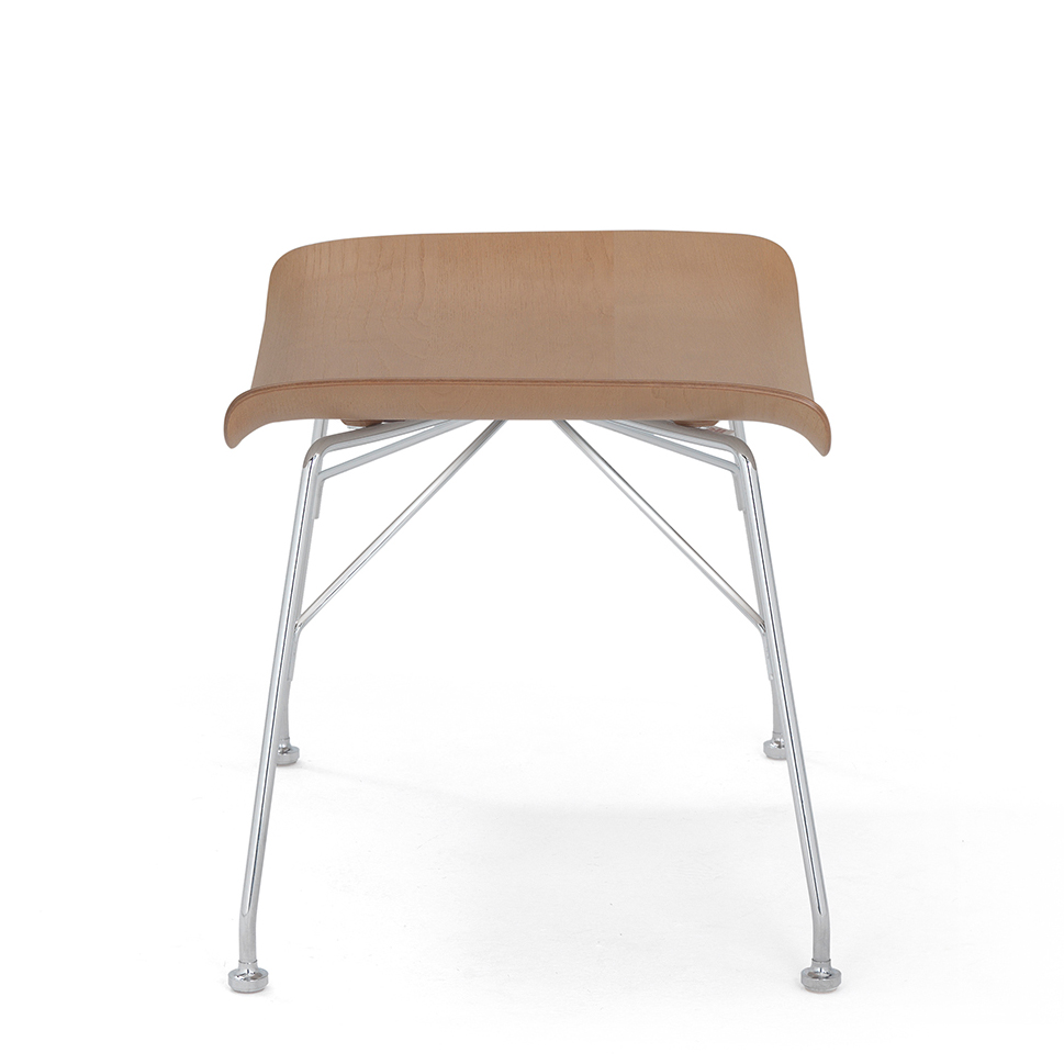 S/WOOD Fußhocker Esche Hell / Gestell Verchromt [Starke Holzmaserung] - Kartell 4919 CC - Philippe Starck