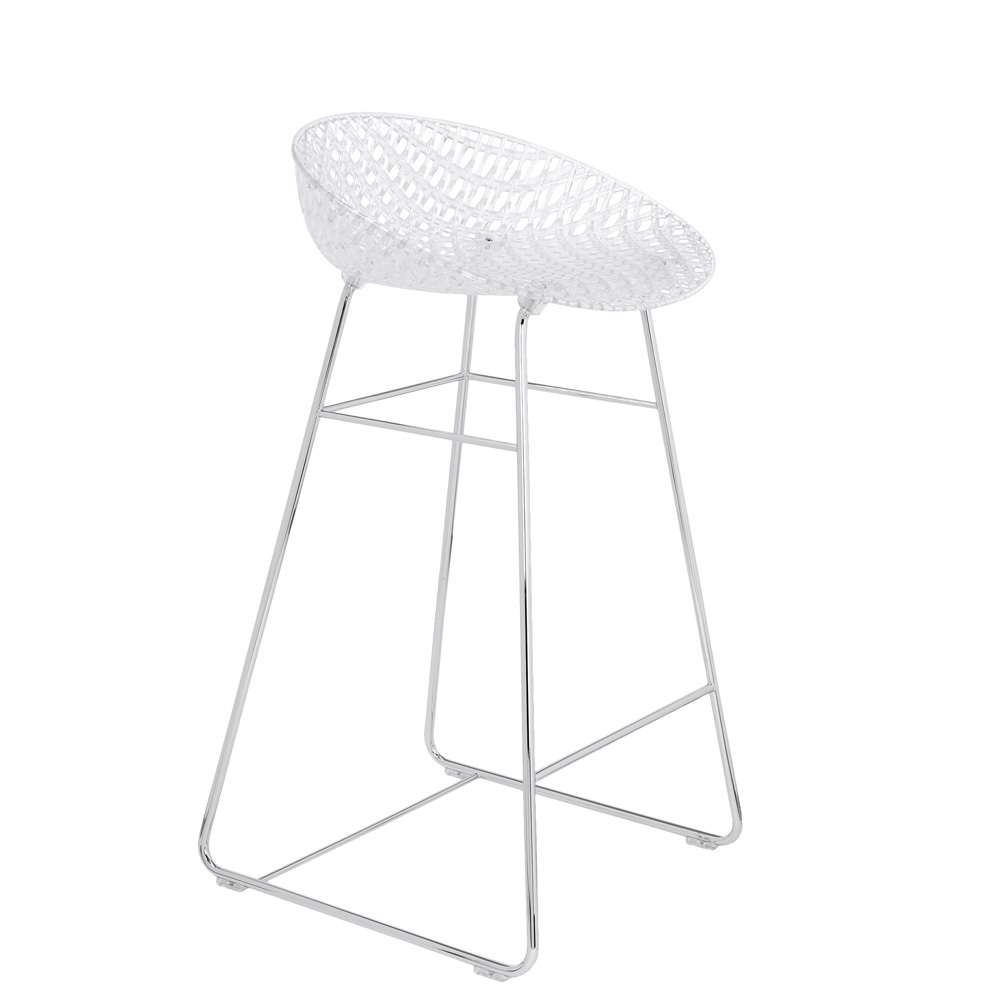 Smatrik Stool Sitzhocker Glasklar Gestell Verchromt - Kartell 5881B4 - Tokujin Yoshioka