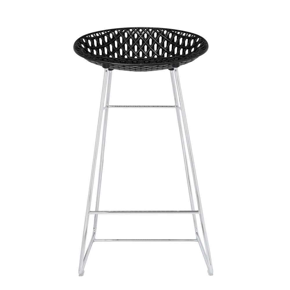 Smatrik Stool Sitzhocker Schwarz Gestell Verchromt - Kartell 5881B9 - Tokujin Yoshioka
