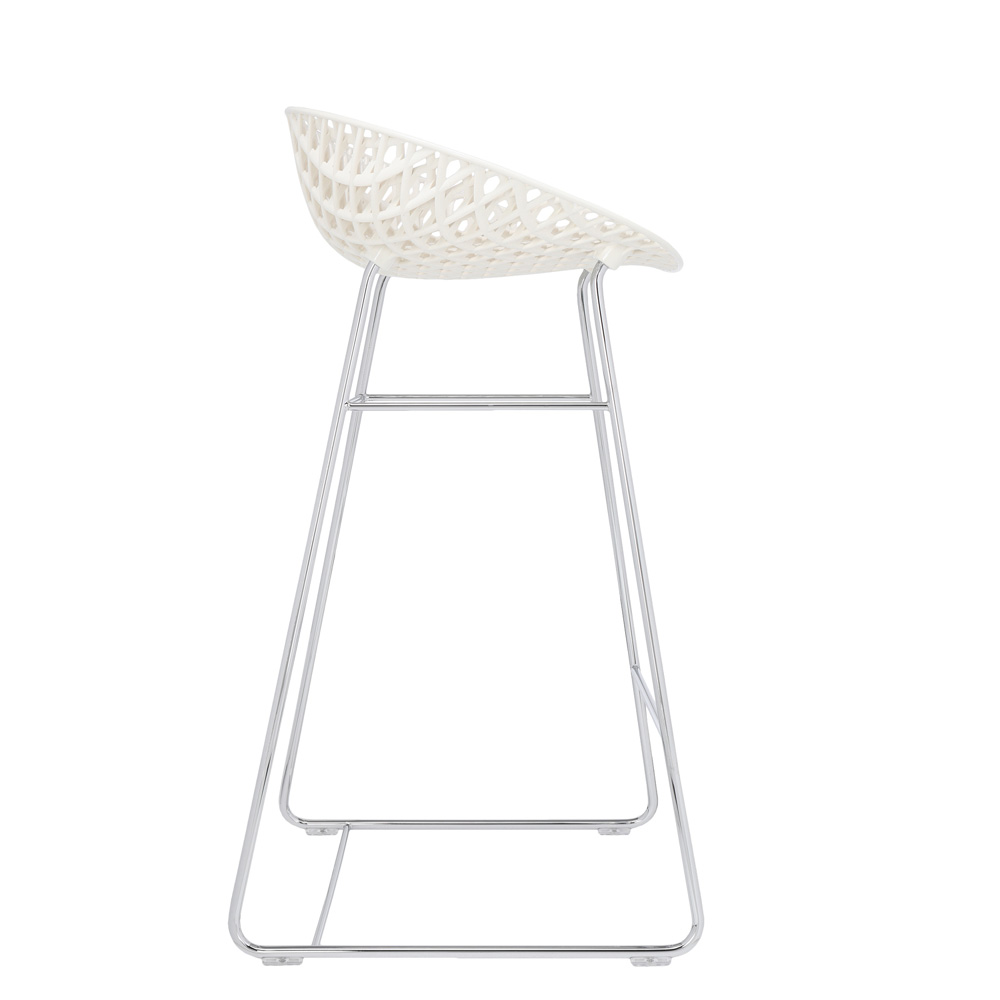Smatrik Stool Sitzhocker Weiß Gestell Verchromt - Kartell 5881B3 - Tokujin Yoshioka