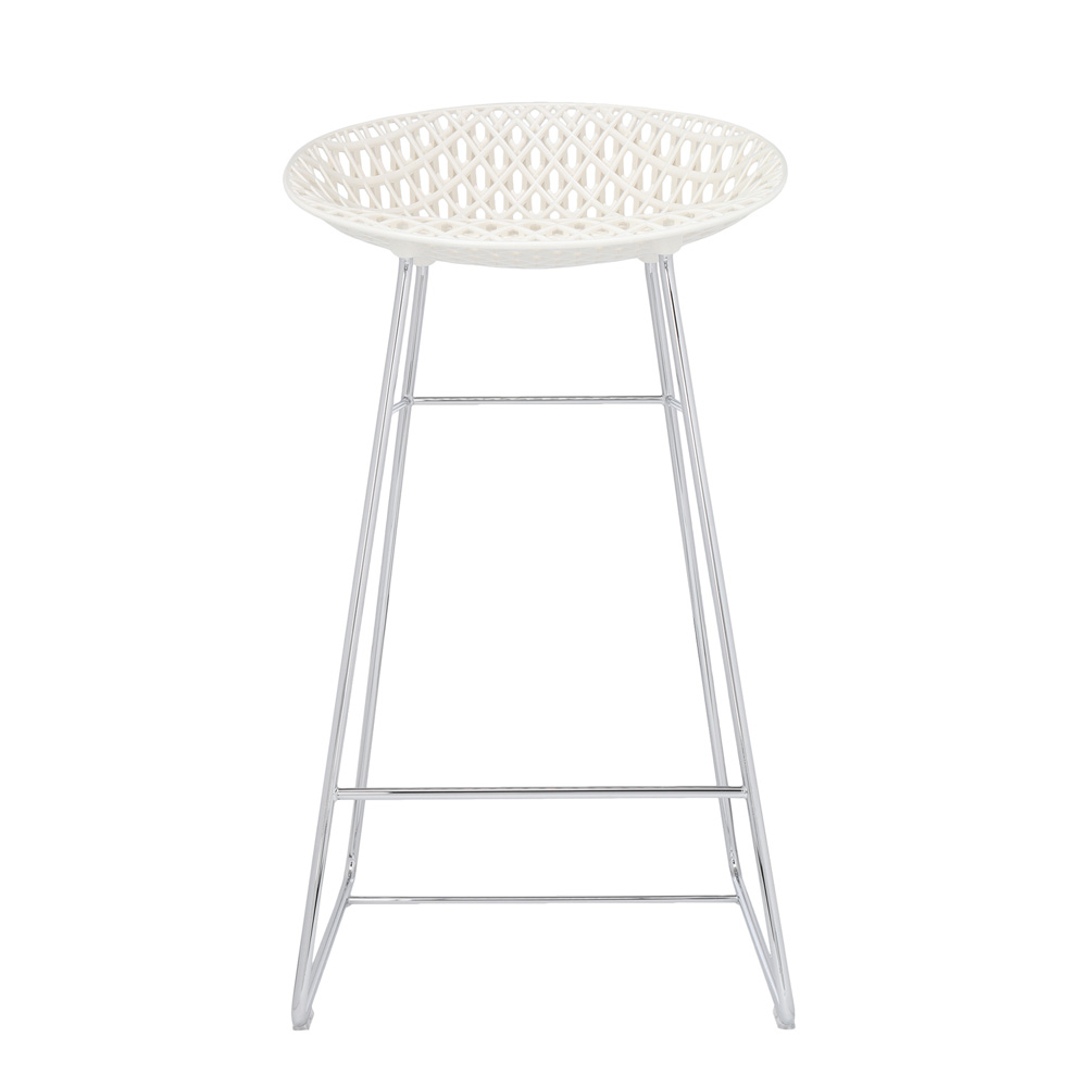 Smatrik Stool Sitzhocker Weiß Gestell Verchromt - Kartell 5881B3 - Tokujin Yoshioka