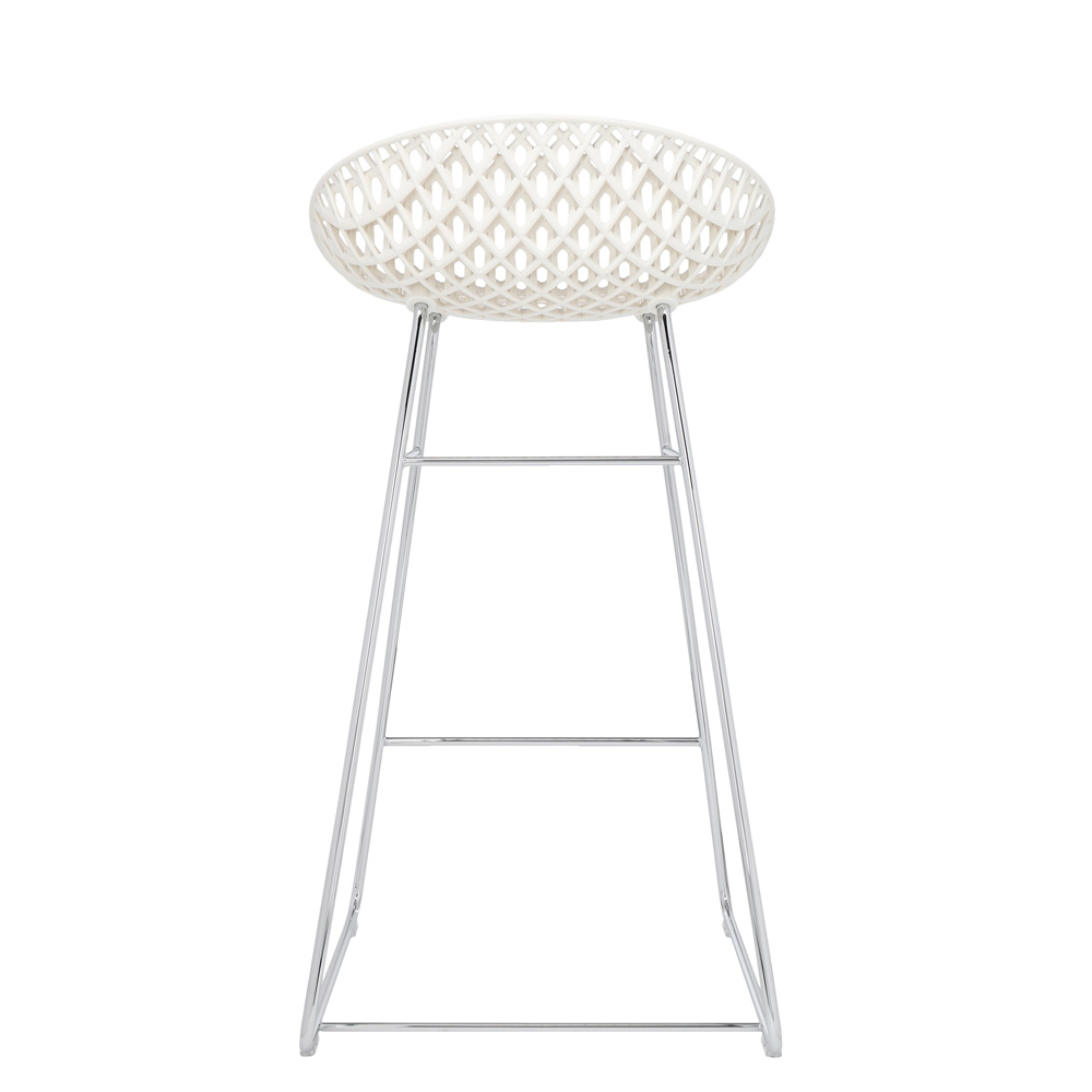 Smatrik Stool Sitzhocker Weiß Gestell Verchromt - Kartell 5881B3 - Tokujin Yoshioka