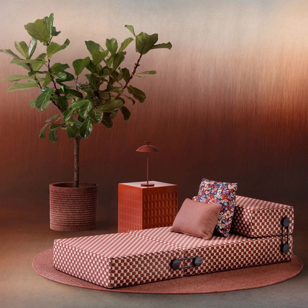 Trix Outdoor Liberty Daybed Obi Check Rostrot [06047OR] - Kartell 06047OR - Piero Lissoni