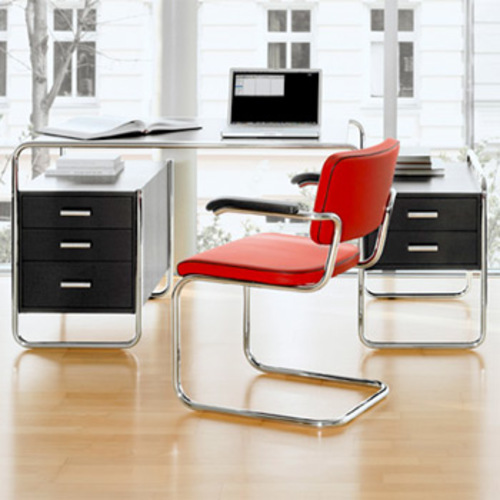 Stahlrohr Klassiker S 285 Schreibtisch mit 2 Korpussen - Thonet - Marcel Breuer Bauhaustisch