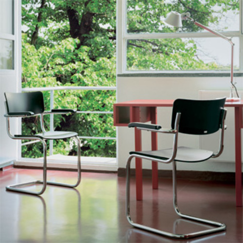 Freischwinger S 43 F DL [Decklackiert mit Armlehnen] - Thonet - Mart Stam Stahlrohrstuhl Klassiker