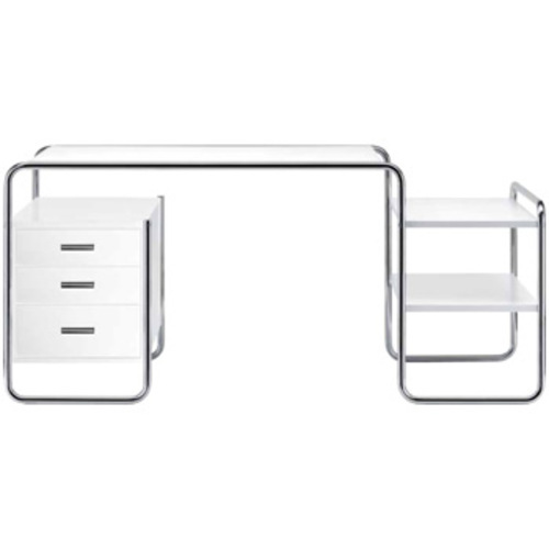 Stahlrohr Klassiker S 285 FG Schreibtisch mit einem Korpus und Fachböden - Thonet - Marcel Breuer