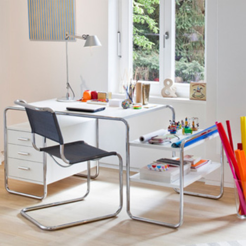 Stahlrohr Klassiker S 285 FG Schreibtisch mit einem Korpus und Fachböden - Thonet - Marcel Breuer