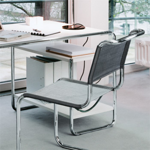 Stahlrohr Schreibtisch mit Fachböden S 285 F - Thonet - Marcel Breuer Bauhaus Klassiker