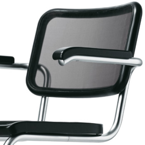 Stahlrohr Klassiker S 64 N Armlehnenstuhl mit Netzbespannung - Thonet - Marcel Breuer Armlehnenfreischwinger