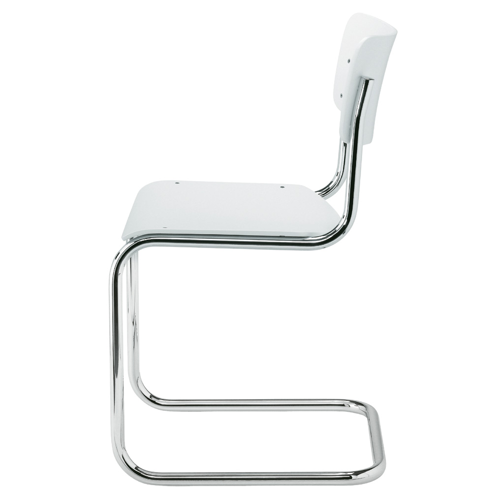 Freischwinger S 43 Weiß Lasiert - Thonet - Mart Stam