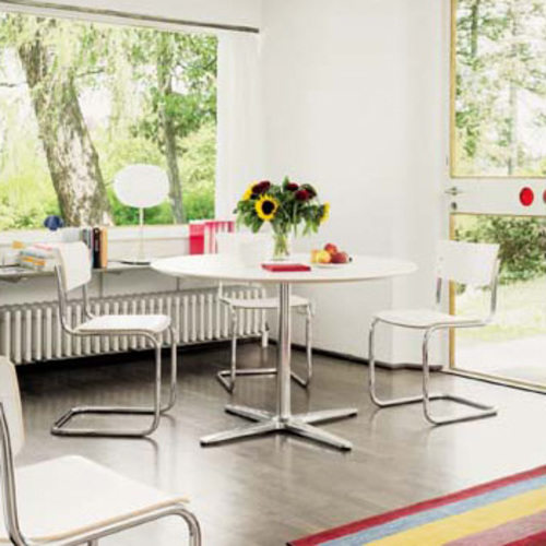 Freischwinger S 43 Weiß Lasiert - Thonet - Mart Stam