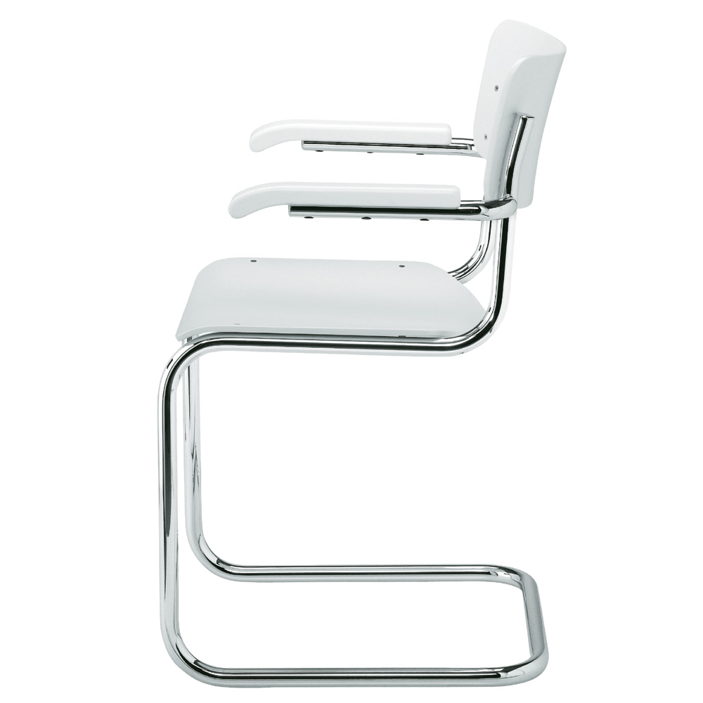 Thonet S 43 F Freischwinger Armlehnen Weiss Lasiert Mart Stam Bauhaus