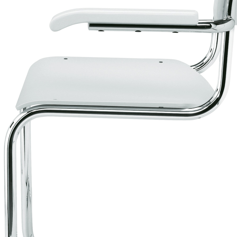 S 43 F Freischwinger mit Armlehnen Weiß Lasiert - Thonet - Mart Stam