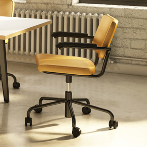 S 64 Atelier PVDR Geposterter Drehsessel mit Armlehnen und Rollen - Thonet S 64 PVDR BG - Marcel Breuer